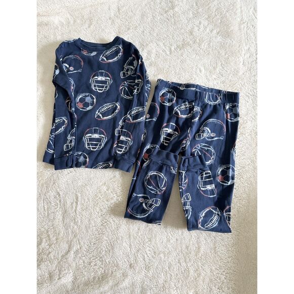 Members Mark Kids Pajama Set Size 5 Blue Organic Cotton Dog Football - Picture 9 of 13